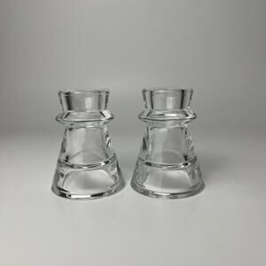 Clear Glass Taper Candle Holders Set of 2 Modern Scandinavian Candles